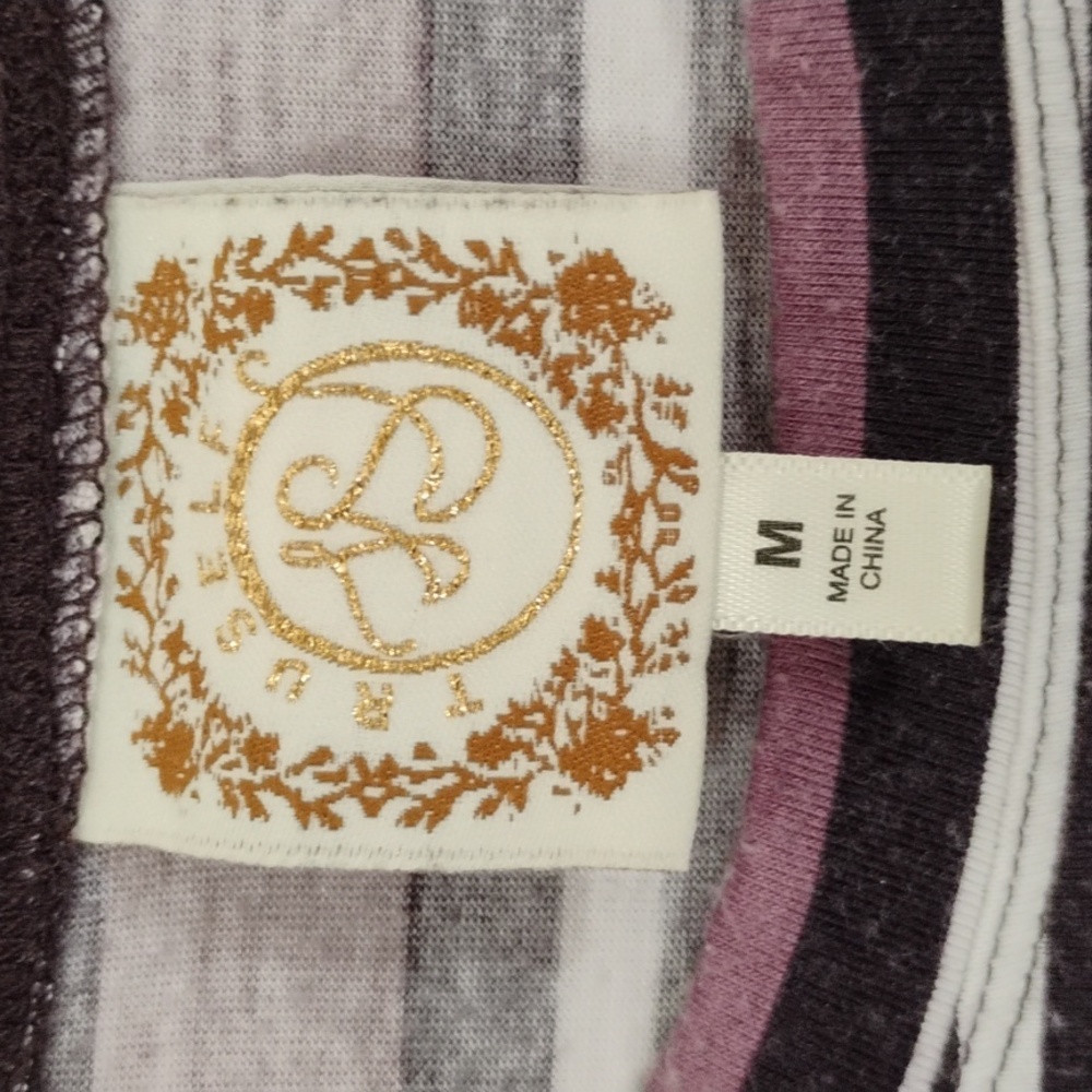 TruSelf Long Sleeve Striped Comfy T-Shirt  M - Picture 2 of 5